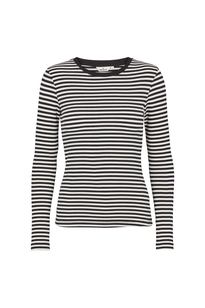 Basic Apparel Ludmilla LS Tee T-shirts 700 Whisper White/ Black/ Black Trim